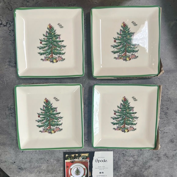 SPODE Christmas Tree Set of 4 Tidbit Plates - Picture 7 of 8